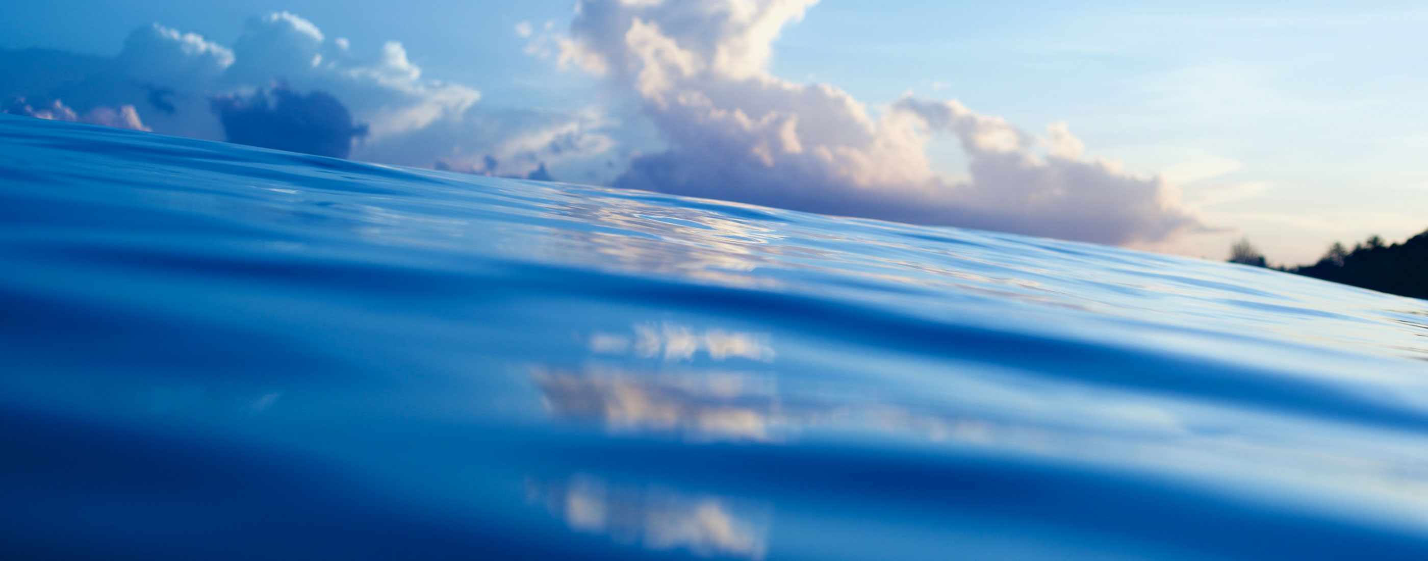 Glassy blue water